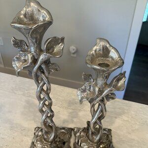 Set of Arthur Court Calla Lilly Candlesticks 12" and 15" - EXCELLENT CONDITION